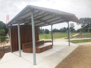 Hobson’s Bay City Council – Epsom Reserve shelter and custom furniture elements.